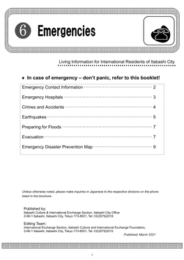 In Case of Emergency – Don't Panic, Refer to This Booklet!