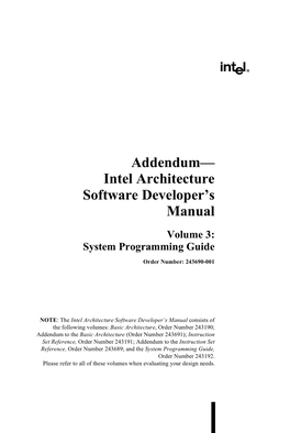 Intel Architecture Software Developer's Manual