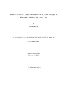 Synergistic Associations of Genetic, Demographic, Health, and Lifestyle Risk Factors On