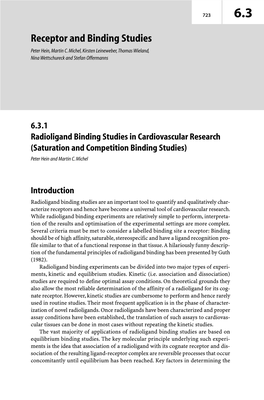 Receptor and Binding Studies Peter Hein, Martin C