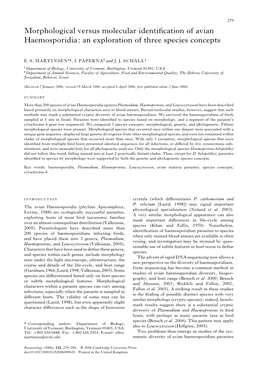 Morphological Versus Molecular Identification of Avian Haemosporidia