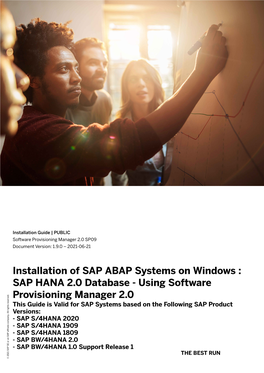 Installation of SAP ABAP Systems on Windows : SAP HANA 2.0 Database