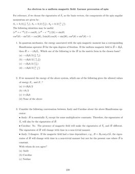 An Electron in a Uniform Magnetic Field: Larmor Precession of Spin For