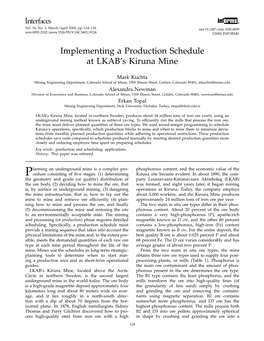 Implementing a Production Schedule at LKAB's Kiruna Mine