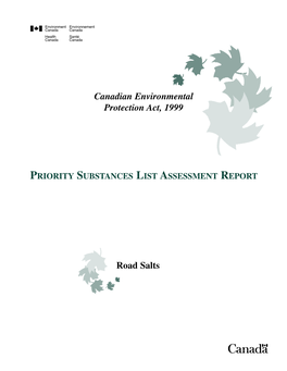 Priority Substances List Assessment Report for Road Salt