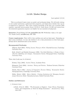 14.125: Market Design