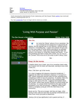 "Living with Purpose and Passion"