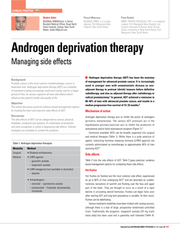 Androgen Deprivation Therapy Managing Side Effects