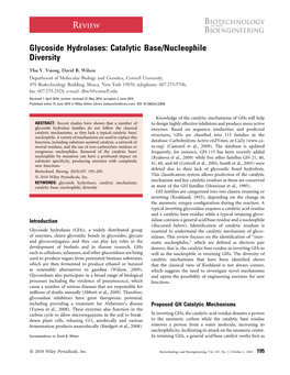 Glycoside Hydrolases: Catalytic Base/Nucleophile Diversity