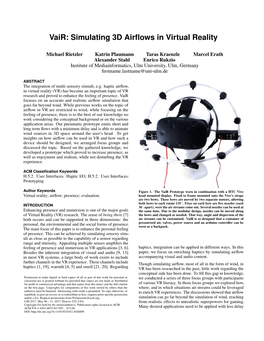 Vair: Simulating 3D Airﬂows in Virtual Reality