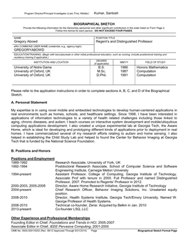 (Rev. 08/12), Biographical Sketch Format Page