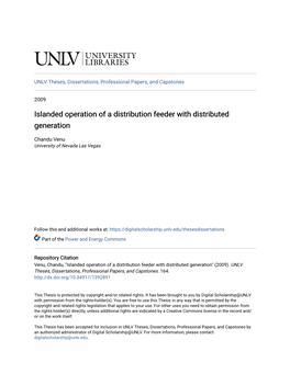 Islanded Operation of a Distribution Feeder with Distributed Generation