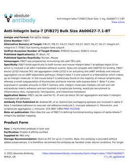 Anti-Integrin Beta-7 [FIB27] Bulk Size Ab00627-7.1-BT