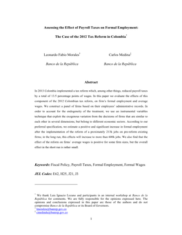 Assessing the Effect of Payroll Taxes on Formal Employment: the Case