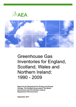 Greenhouse Gas Inventories for England, Scotland, Wales and Northern Ireland: 1990 - 2009