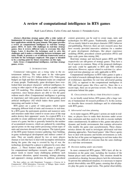 A Review of Computational Intelligence in RTS Games