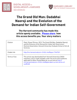 Dadabhai Naoroji and the Evolution of the Demand for Indian Self-Government