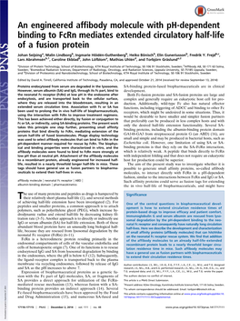 An Engineered Affibody Molecule with Ph-Dependent Binding to Fcrn Mediates Extended Circulatory Half-Life of a Fusion Protein