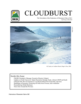 CLOUDBURST the Newsletter of the Federation of Mountain Clubs of B.C