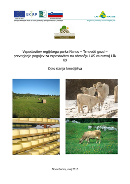 Vzpostavitev Regijskega Parka Nanos – Trnovski Gozd – Preverjanje Pogojev Za Vzpostavitev Na Območju LAS Za Razvoj LIN 09