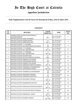 Daily Cause List Dated 23.04.2021