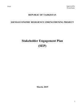 Stakeholder Engagement Plan (SEP)