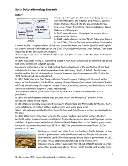 North Dakota Genealogy Research History the Peoples Living in the Dakotas When Europeans Came Were the Mandans, the Hidatsas and Arikaras