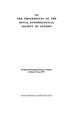 The Proceedings of the Royal Entomological Society of London