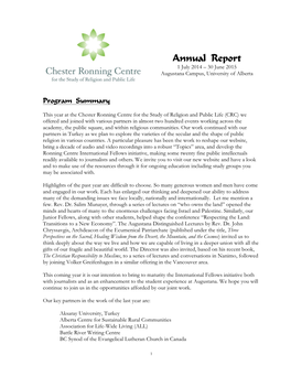 Chester Ronning Centre Events/Publications