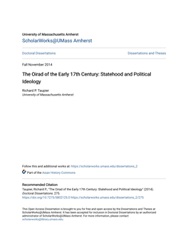 The Oirad of the Early 17Th Century: Statehood and Political Ideology