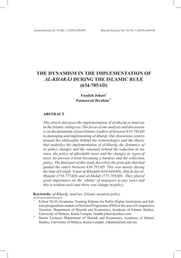 The Dynamism in the Implementation of Al-Kharaj During the Islamic Rule (634-785Ad)