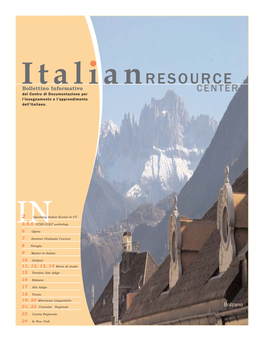 RESOURCE Italianbollettino Informativo CENTER Del Centro Di Documentazione Per L’Insegnamento E L’Apprendimento Dell’Italiano