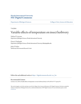 Variable Effects of Temperature on Insect Herbivory Nathan P