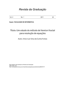 Um Estudo Do Método De Newton Fractal Para Resolução De Equações