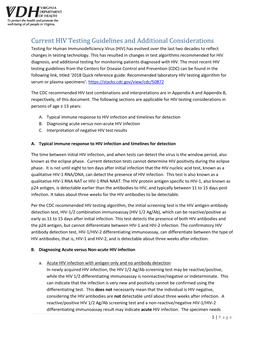 Current HIV Testing Guidelines and Additional Considerations