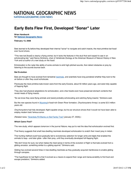 Early Bats Flew First, Developed 