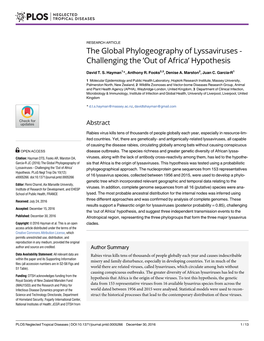 The Global Phylogeography of Lyssaviruses-Challenging The'out