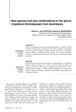 New Species and New Combinations in the Genus Crepidium (Orchidaceae) from Australasia