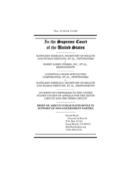 DAVID BOYLE in SUPPORT of NON-GOVERNMENT PARTIES ______David Boyle Counsel of Record P.O