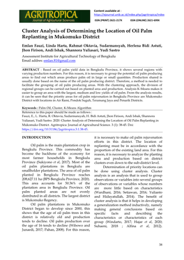 Cluster Analysis of Determining the Location of Oil Palm Replanting in Mukomuko District