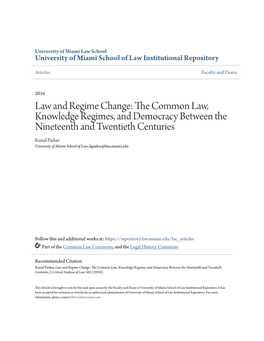 The Common Law, Knowledge Regimes, and Democracy Between the Nineteenth and Twentieth Centuries, 3 Critical Analysis of Law 362 (2016)