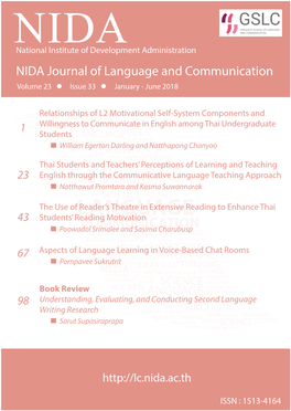 National Institute of Development Administration NIDA Journal of Language and Communication Volume 23  Issue 33  January - June 2018