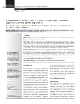 Management of Indiana Pouch Stones Through a Percutaneous Approach: a Single Center Experience Mesut Öztürk1,2 , John C