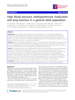 High Blood Pressure, Antihypertensive Medication and Lung Function in A