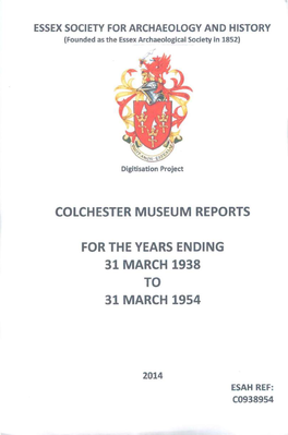 Colchester Museum Report 1938 to 1954