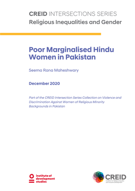 Poor Marginalised Hindu Women in Pakistan