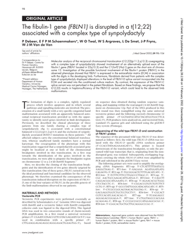 The Fibulin-1 Gene (FBLN1) Is Disrupted in a T(12;22) Associated