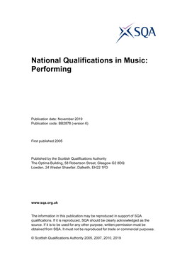 National Qualifications in Music: Performing