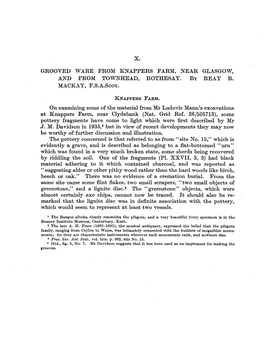 KNAPPERS FAEM. on Examining Materiasome Th F Eo L Fro Ludovir Mm C Mann's Excavations at Knappers Farm, Near Clydebank (Nat