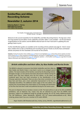 Soldierflies and Allies Recording Scheme Newsletter 2, Autumn 2014